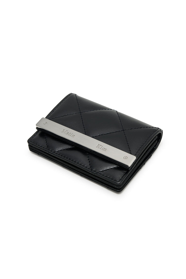 Matin Kim Puff Quilt Leather Wallet — Black