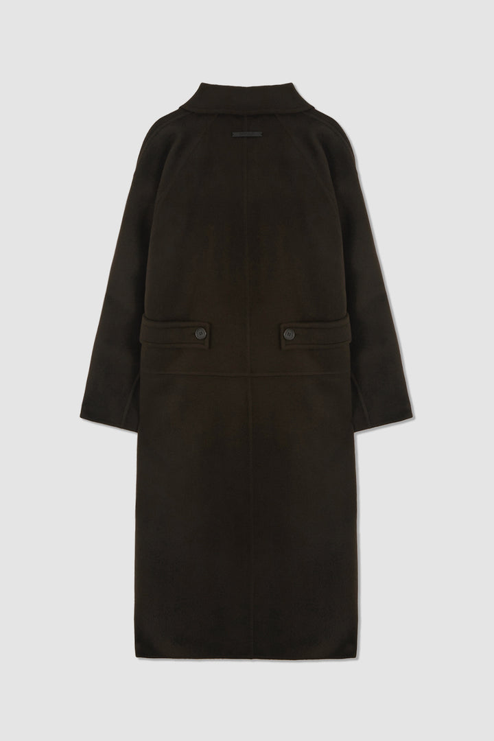 KIMMATIN Belted Double Wool Coat — Brown