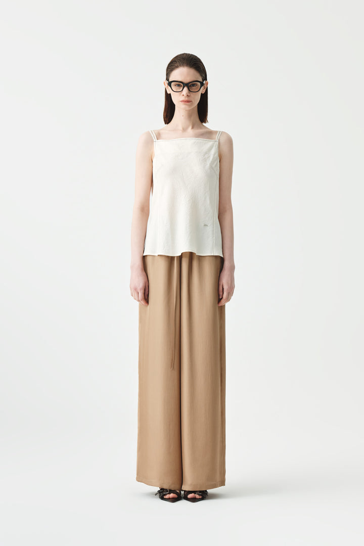 KIMMATIN Square Neck Crinkle Sleeveless — Ivory