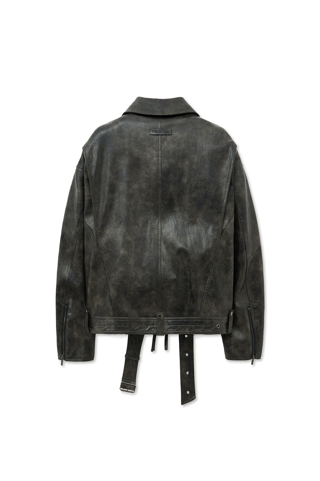 Matin Kim Faux Leather Belted Rider Jumper — Charcoal