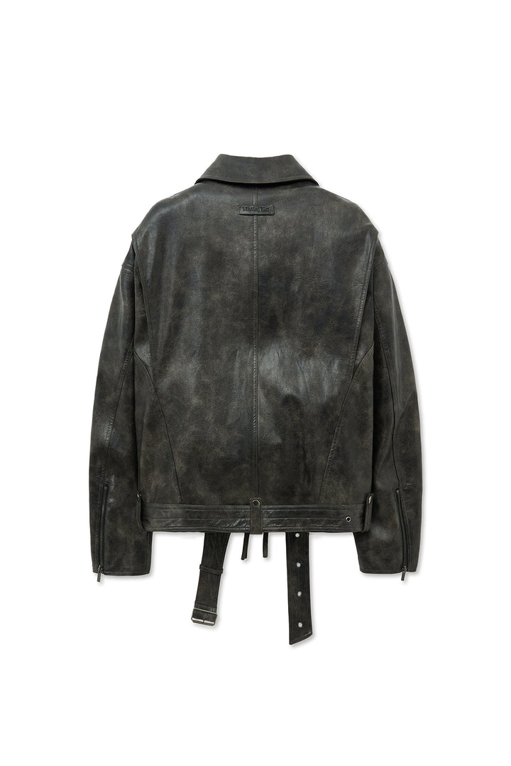 Matin Kim Faux Leather Belted Rider Jumper — Charcoal