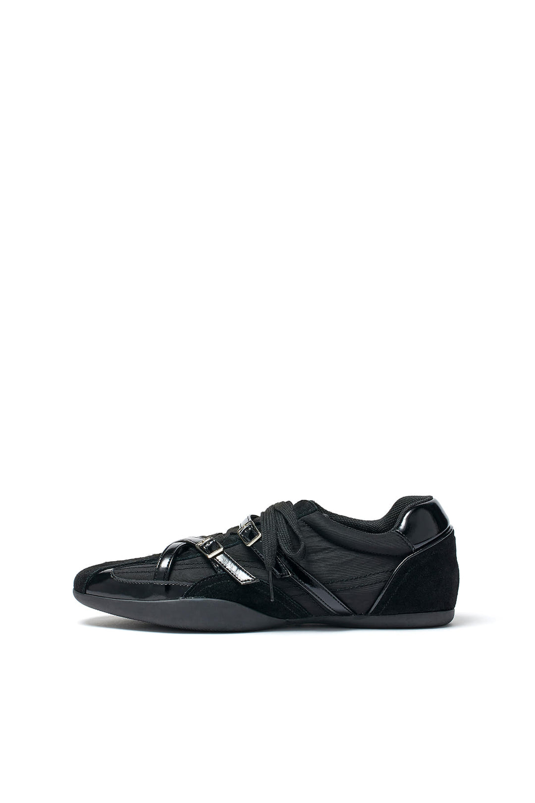 Matin Kim Cross Strap Suede Block Sneaker — Black