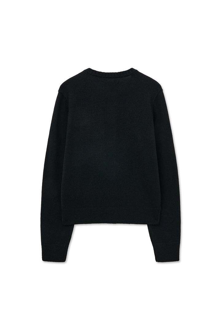 Matin Kim Cashmere Blended Round Knit Cardigan — Black