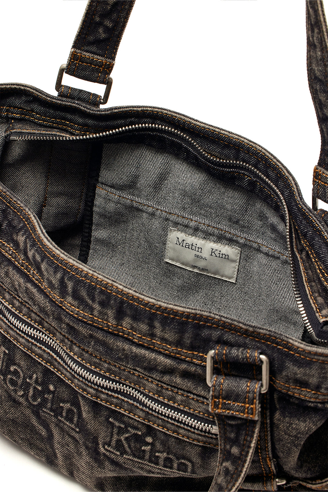 Matin Kim Washed Denim Square Bag — Black