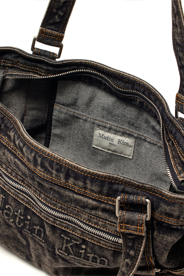 Matin Kim Washed Denim Square Bag — Black
