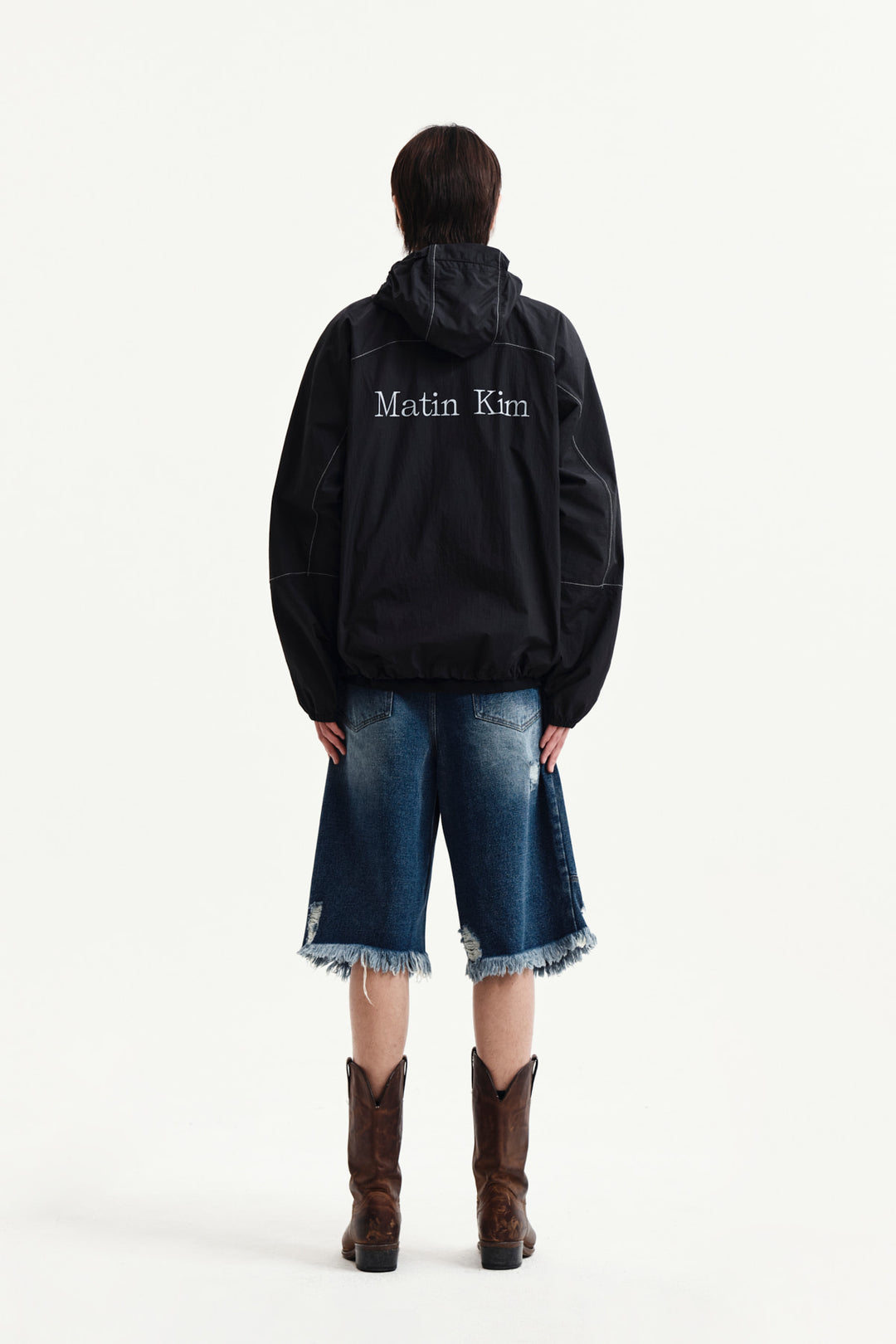 Matin Kim Back Logo Hoody Wind Breaker — Black