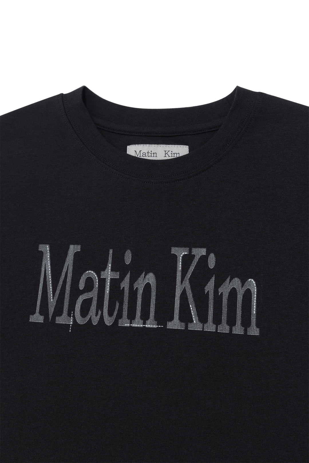 Matin Kim Pattern Artwork Logo Crop Top — Black