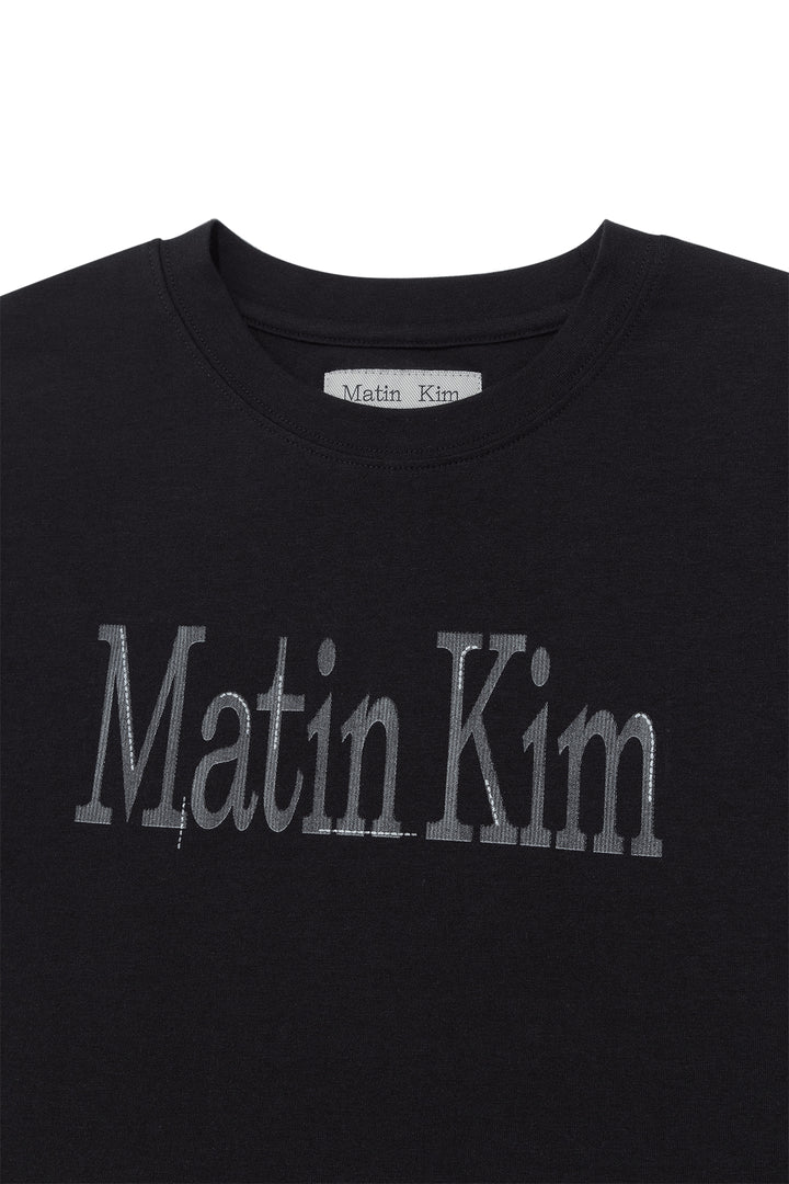 Matin Kim Pattern Artwork Logo Crop Top — Black