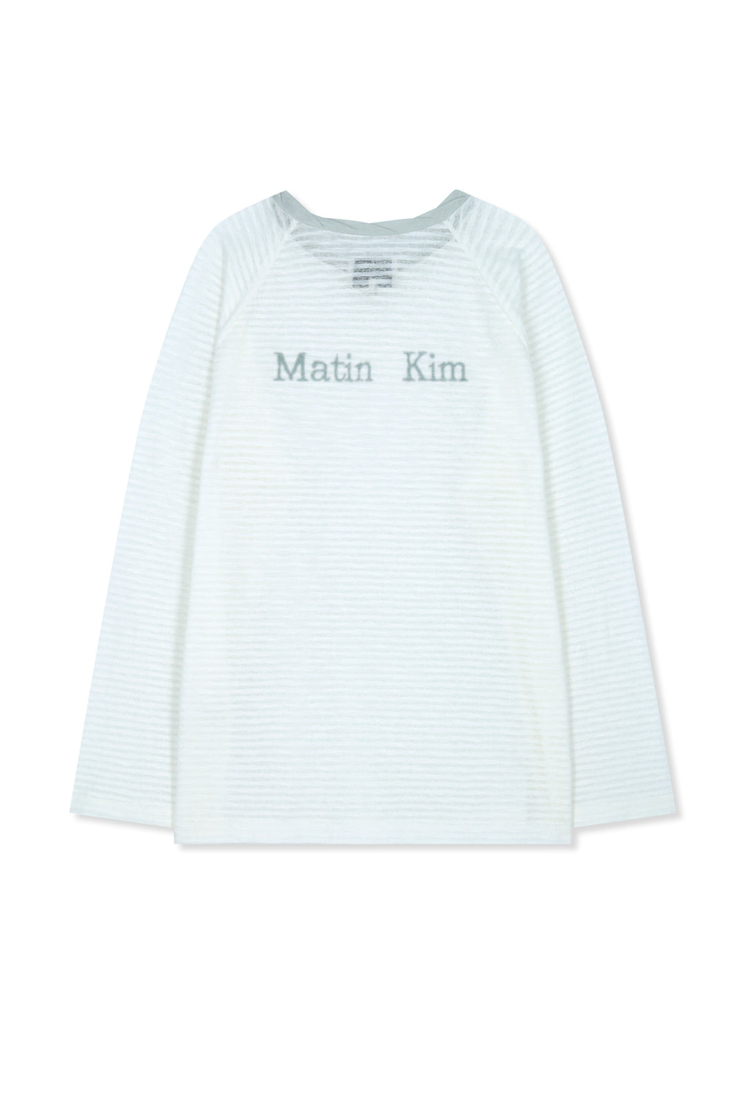 Matin Kim Twist Boat Neck Stripe Logo Top — White