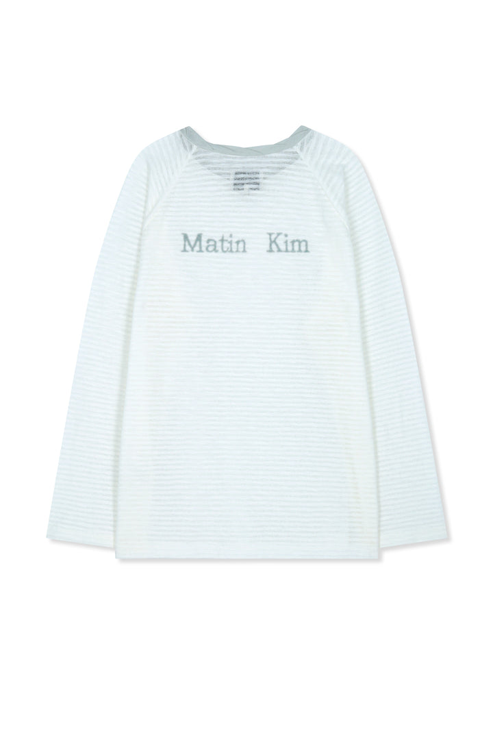 Matin Kim Twist Boat Neck Stripe Logo Top — White