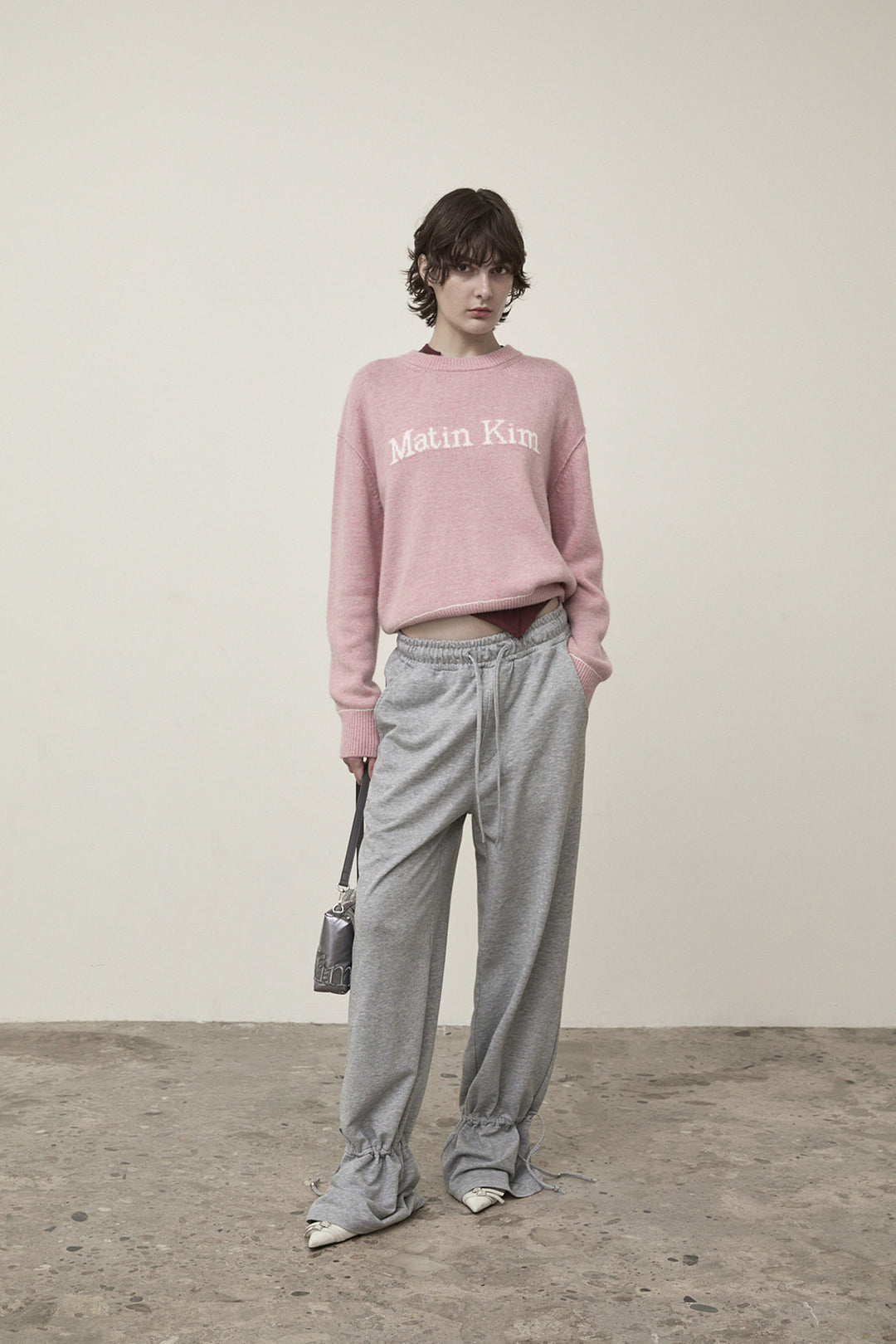 Matin Kim Color Trim Line Logo Pullover — Pink