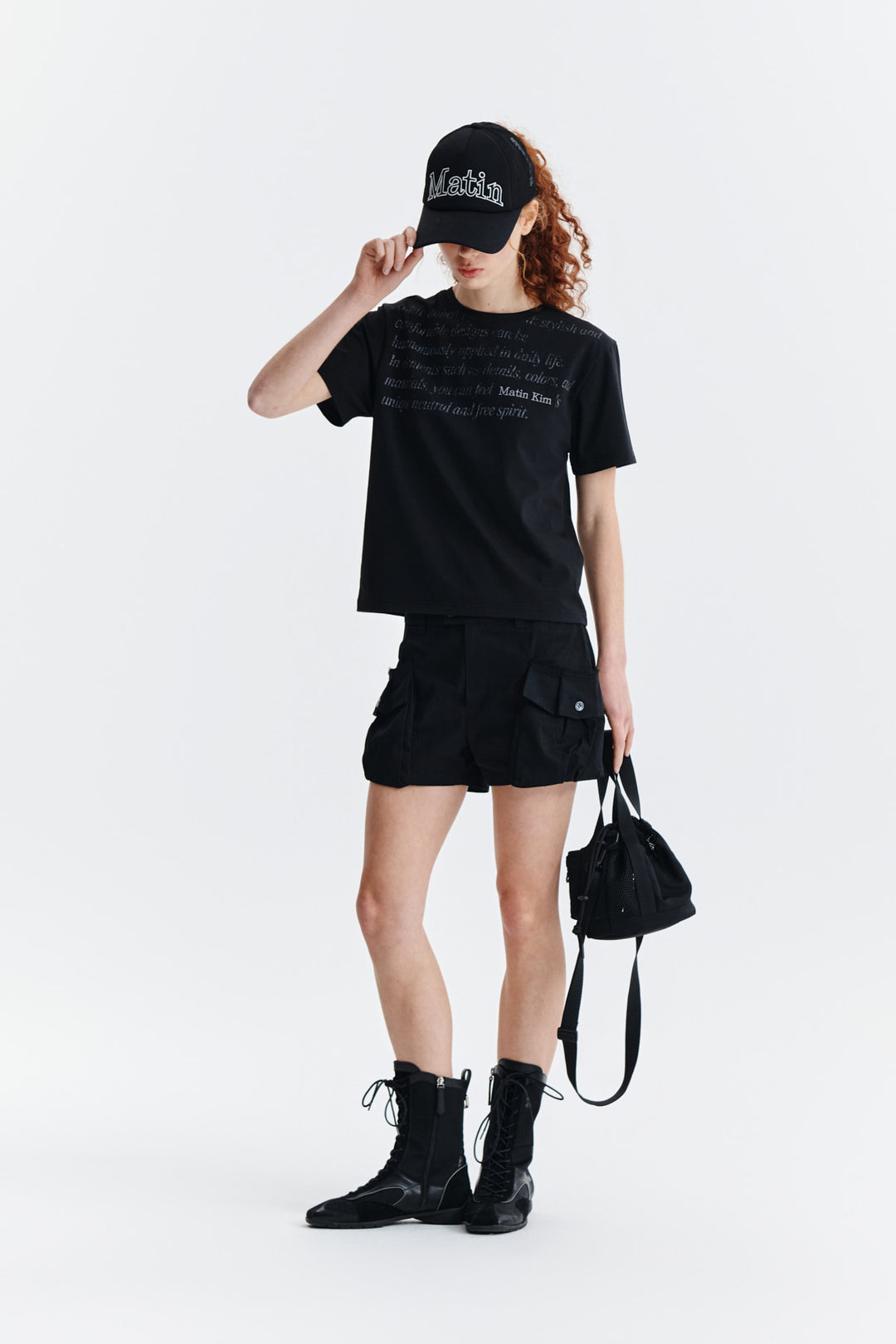 Matin Kim Logo Point Lettering Graphic Top — Black