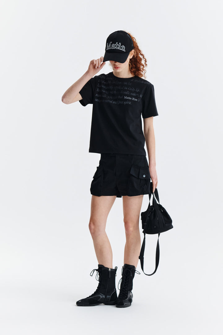 Matin Kim Logo Point Lettering Graphic Top — Black