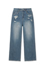 Matin Kim Back Pocket Patch Destroyed Denim — Blue