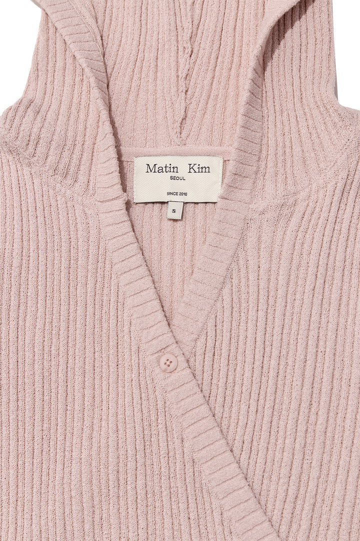 Matin Kim Wrap Sleeveless Knit Hoody in Light — Pink