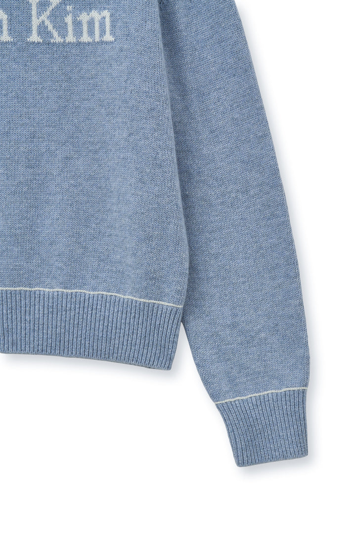 Matin Kim Color Trim Line Logo Pullover — Light Blue