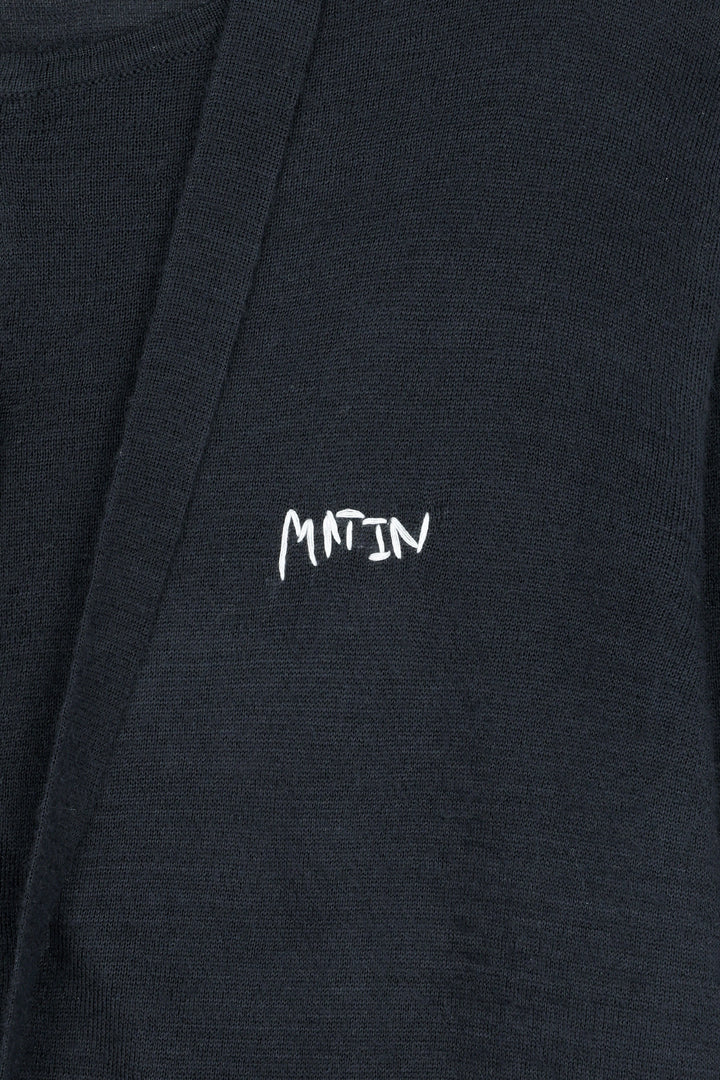 Matin Kim String Detail Knit Cardigan — Dark Navy