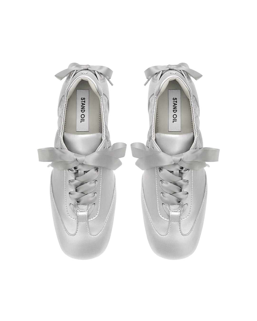 Stand Oil Double Tied Sneakers — Silver