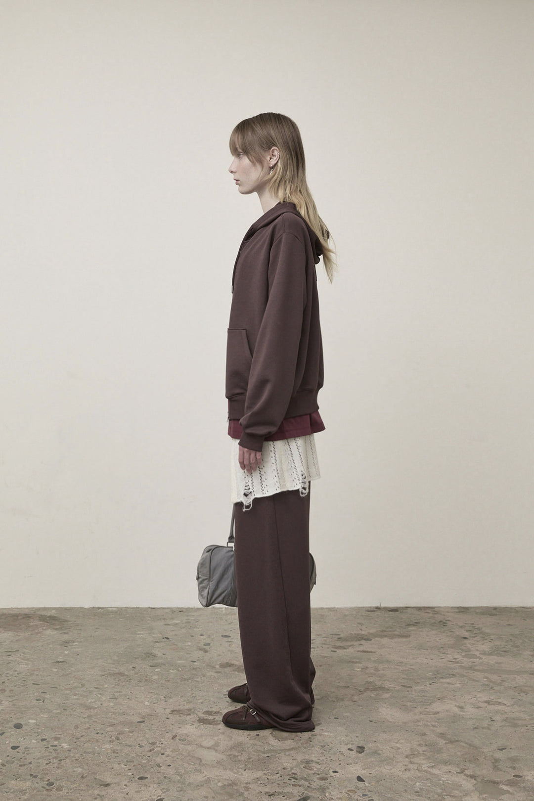 Matin Kim Back Logo Glitter Zip Hoodie — Brown