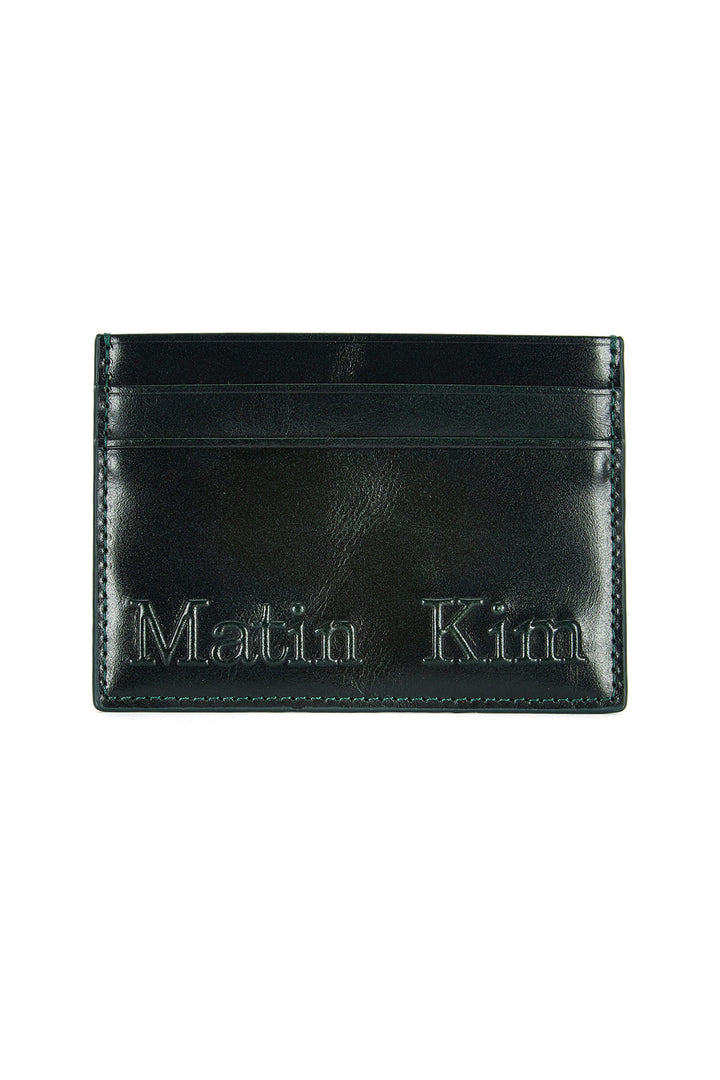 Matin Kim Embossed Logo Card Wallet — Dark Green