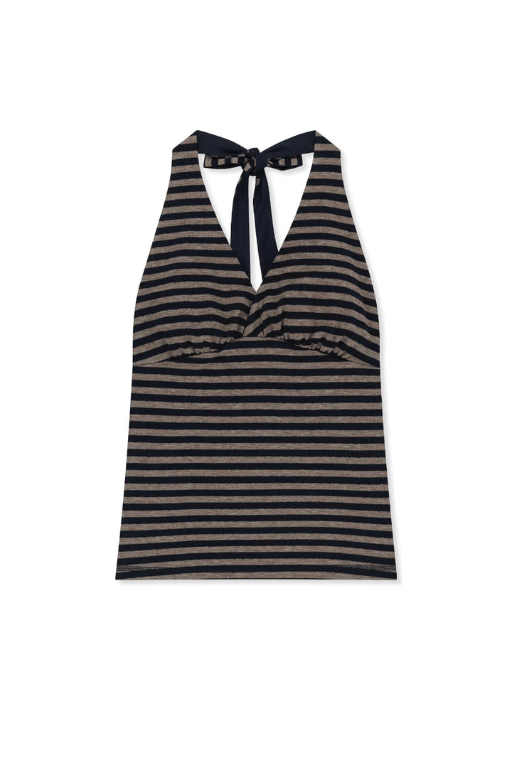 Matin Kim Striped Halter Neck Top — Navy blue