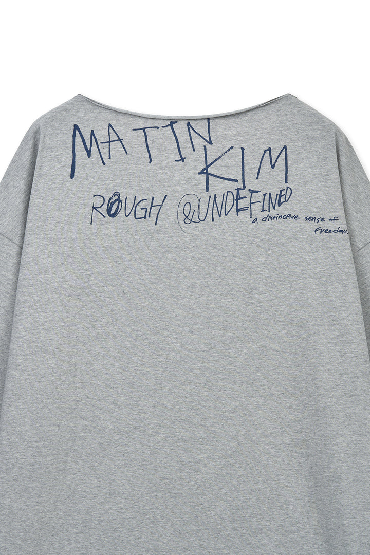 Matin Kim Raw Hem Boat Neck Top — Gray