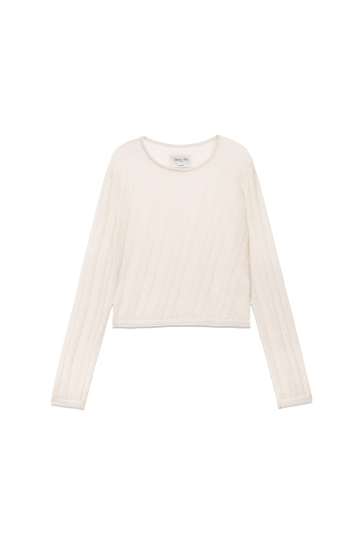 Matin Kim Diagonal Texture Knit Top — Beige