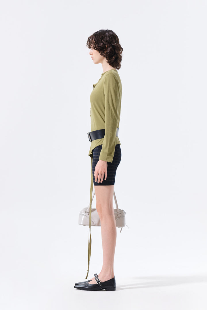 Matin Kim Stripe Knit Shorts — Navy blue