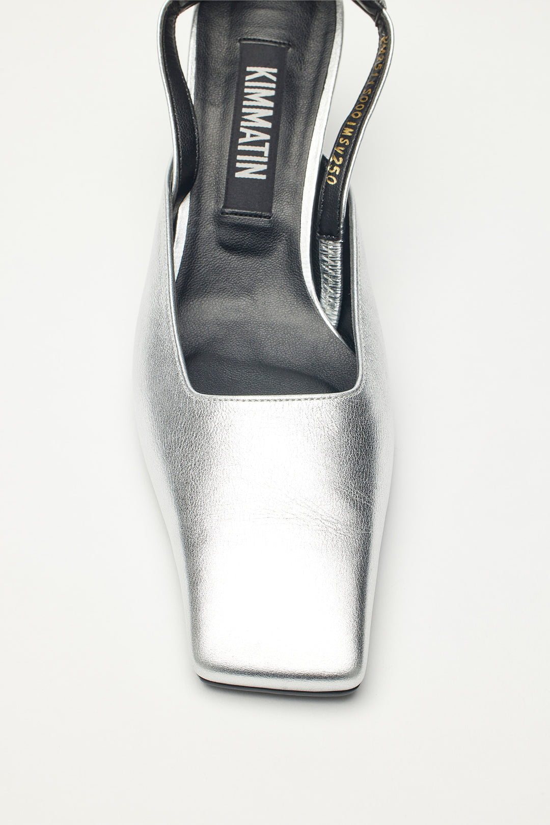 KIMMATIN Square Toe Sling Back Heel — Silver
