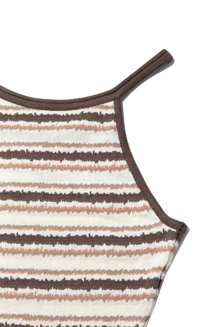 Matin Kim Multi Stripe Sleeveless Knit Top — Brown