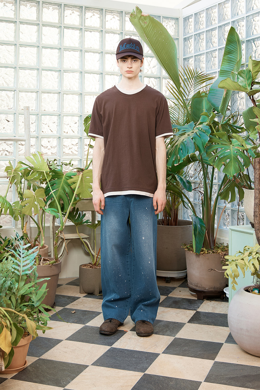 Matin Kim Back Line Point Soft Shiny Denim — Blue