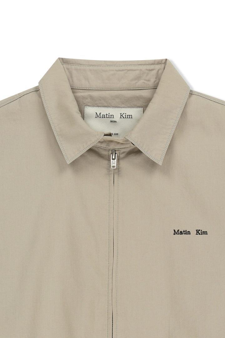 Matin Kim Small Logo Cotton Zip-Up Jumper — Beige