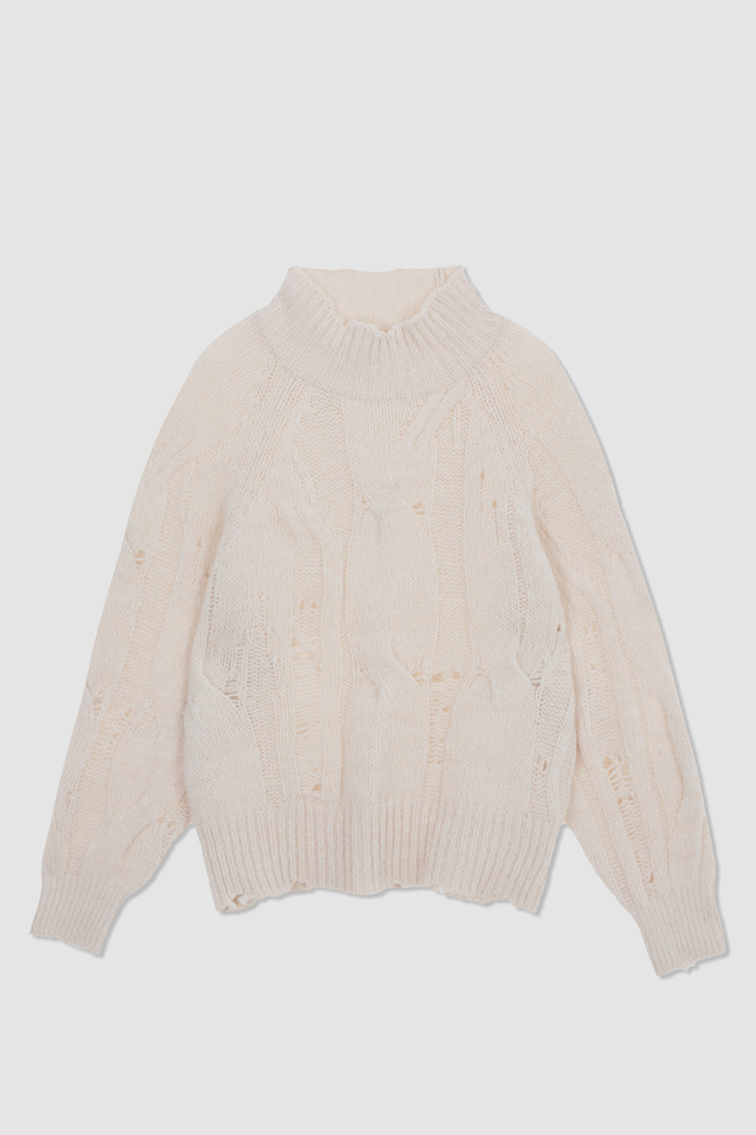 KIMMATIN Oversize Highneck Volume Pullover — Ivory