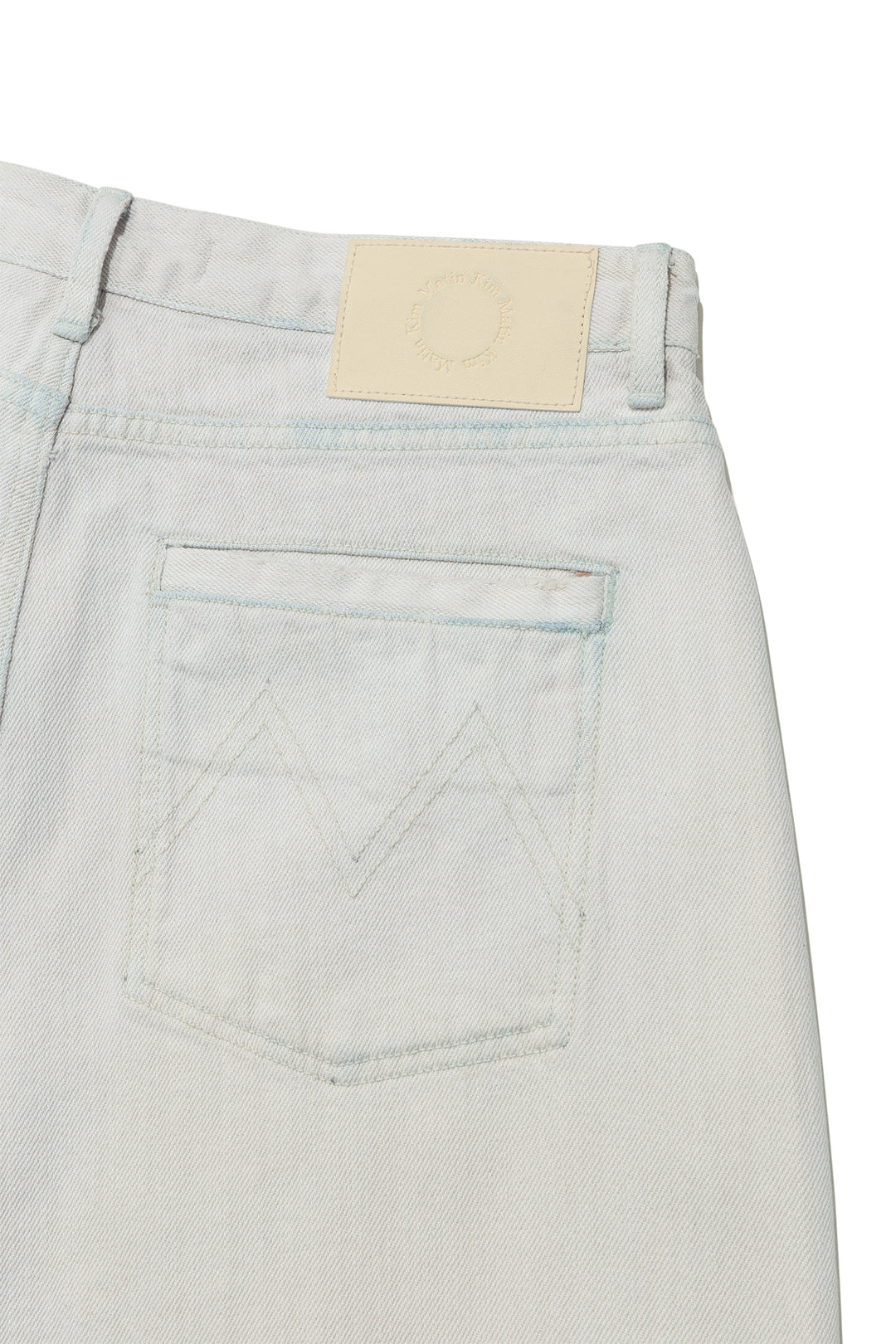 Matin Kim Damage Point Washed Wide Denim — Light Grey