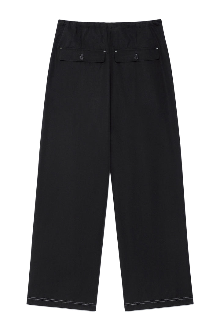 Matin Kim Button Point String Wide Pants — Black
