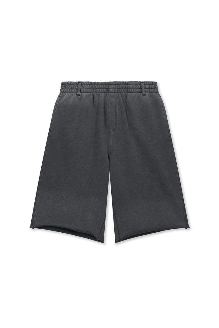 Matin Kim Vintage Washed Back Logo Bermuda Sweatpants — Charcoal