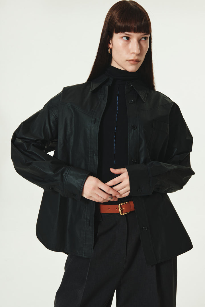 KIMMATIN Two Way Coating Shirt — Black