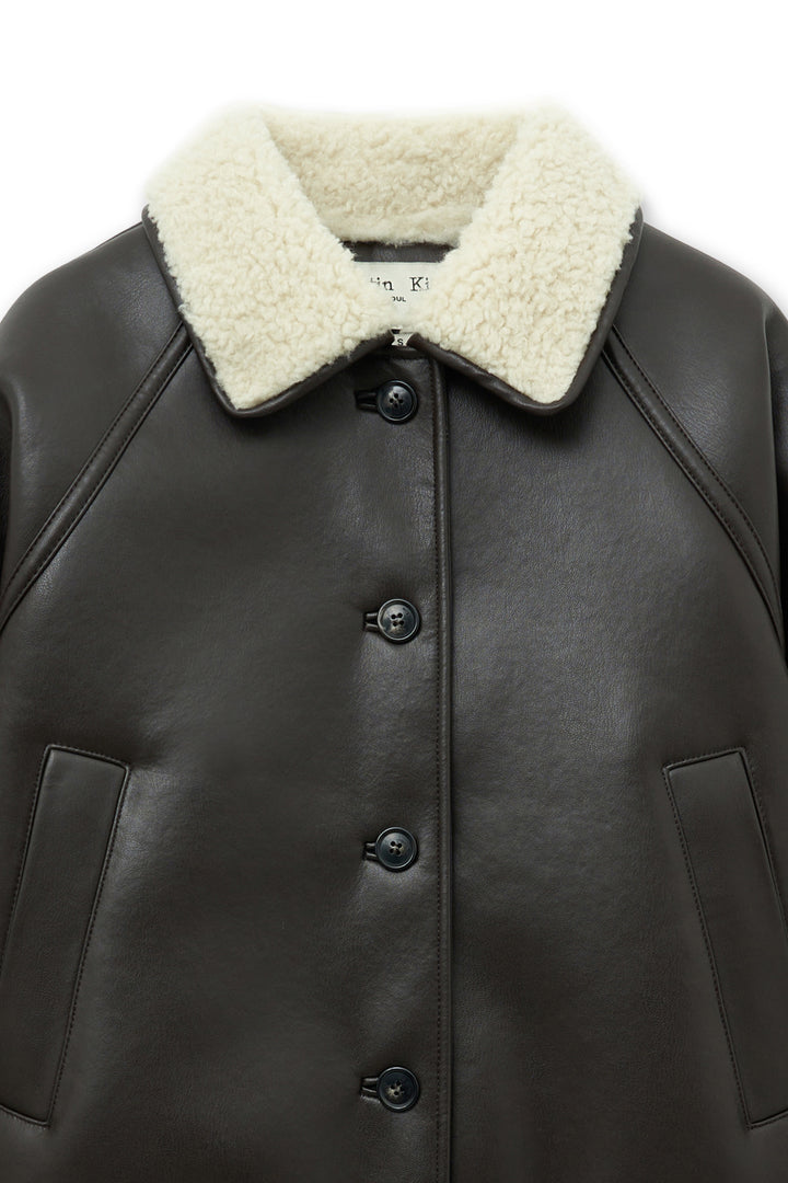 Matin Kim Fur Collar Mustang Jumper Dark — Brown
