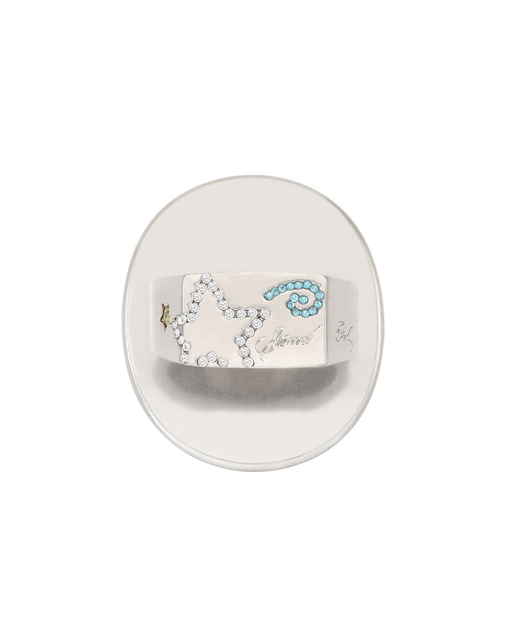 Stand Oil Star Beam Gripring — Cubic Star Charm — Silver