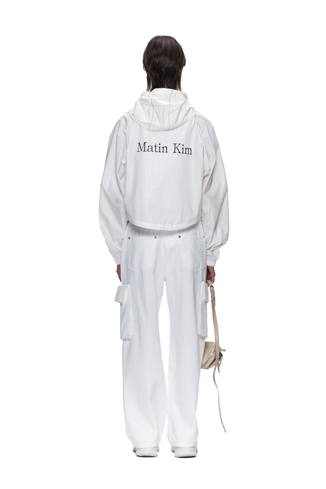 Matin Kim Crop Hoody Coating Jumper — Ivory