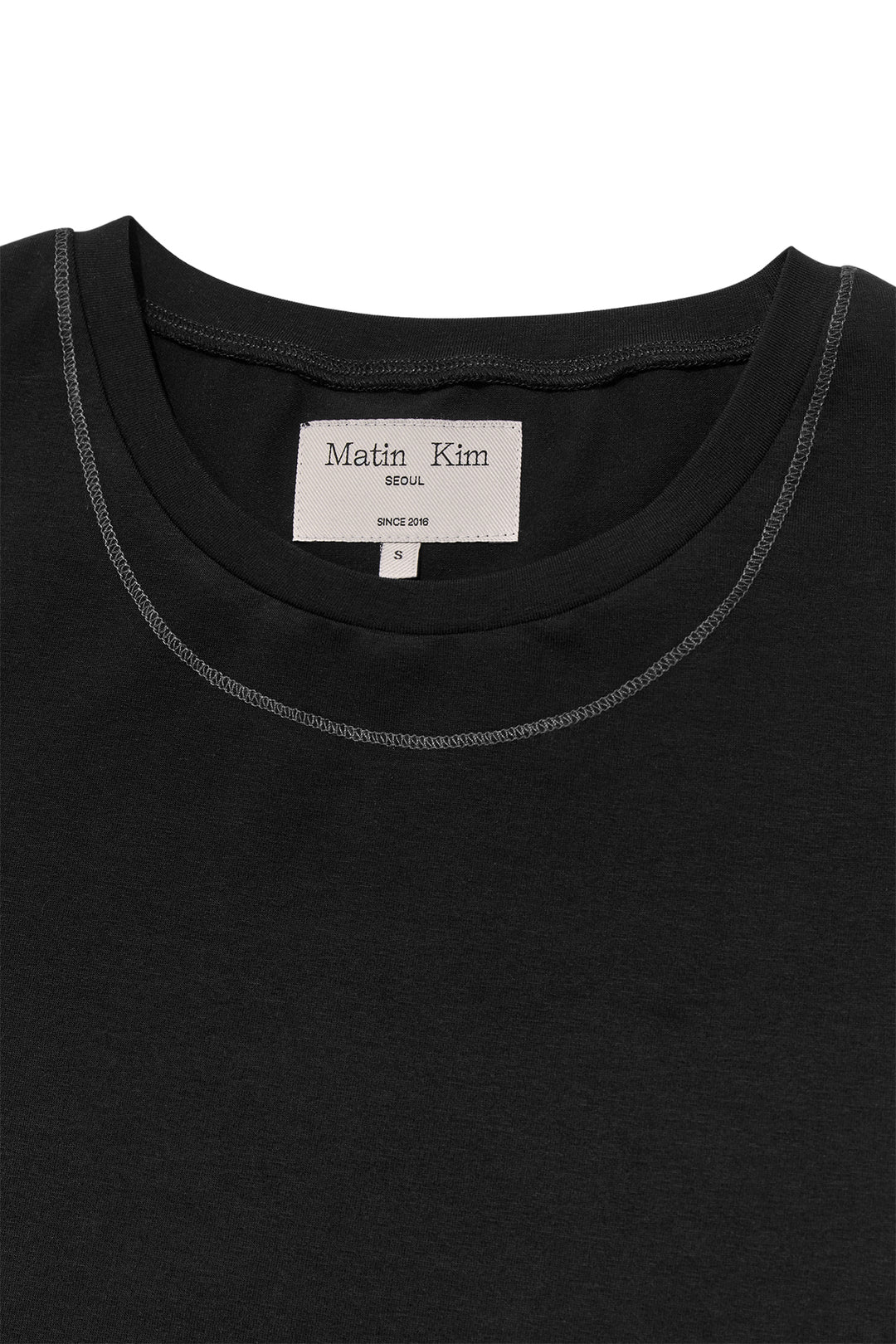 Matin Kim Stitch Point Small Logo Top — Black