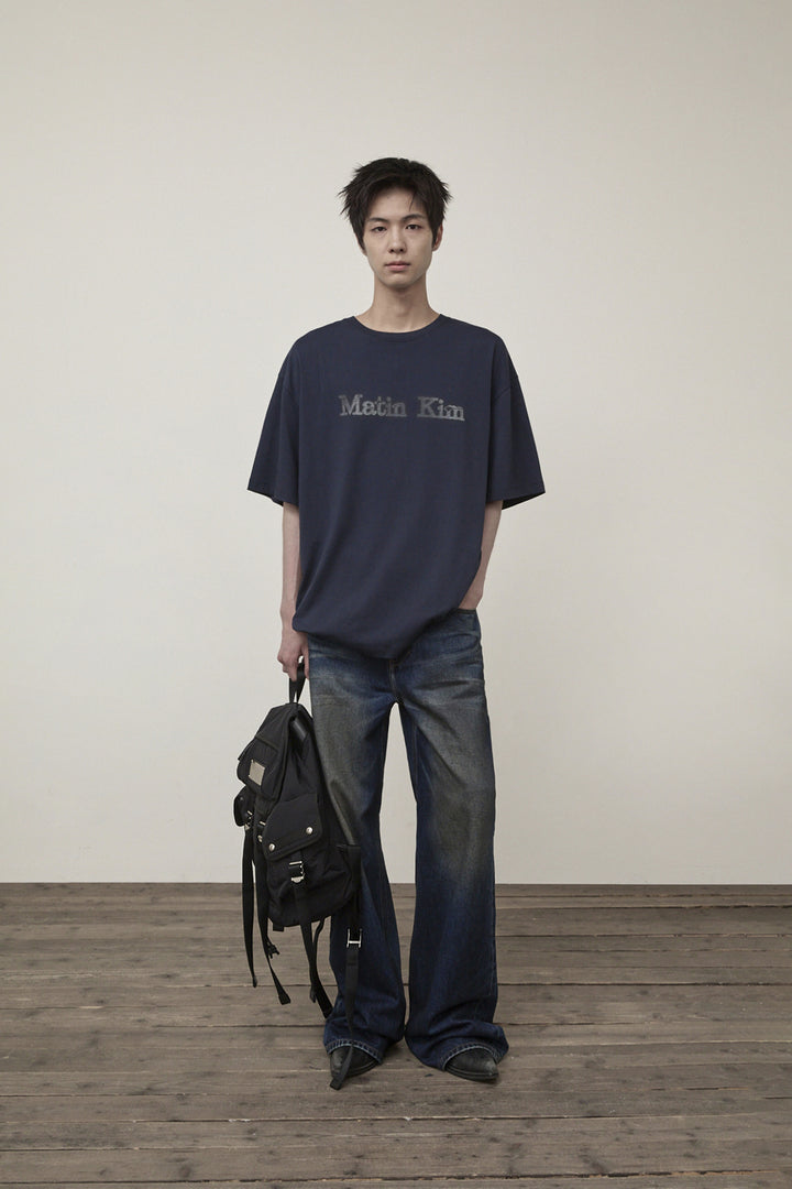 Matin Kim Vintage Logo Graphic Top — Navy blue
