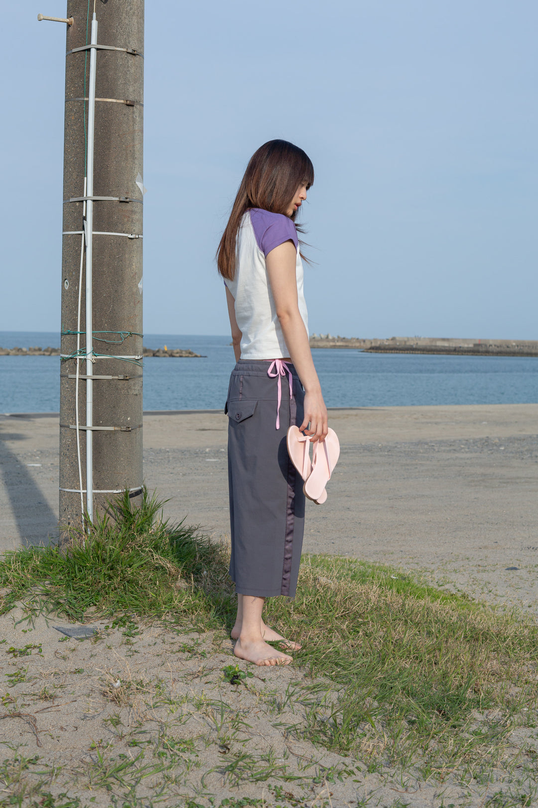 Matin Kim Side Taping Bermuda Shorts — Charcoal