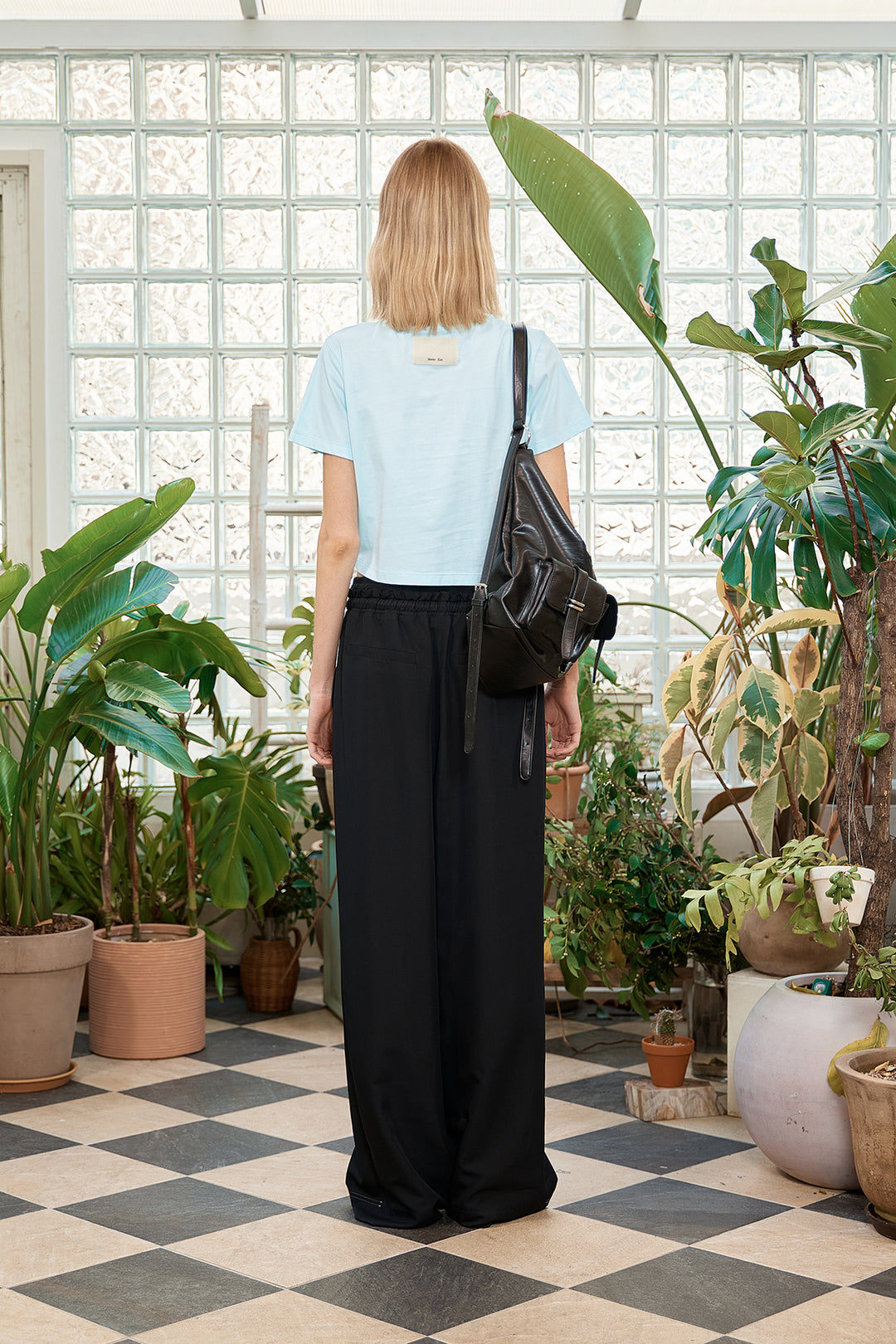 Matin Kim Logo Thread Point Crop Top — Light Blue