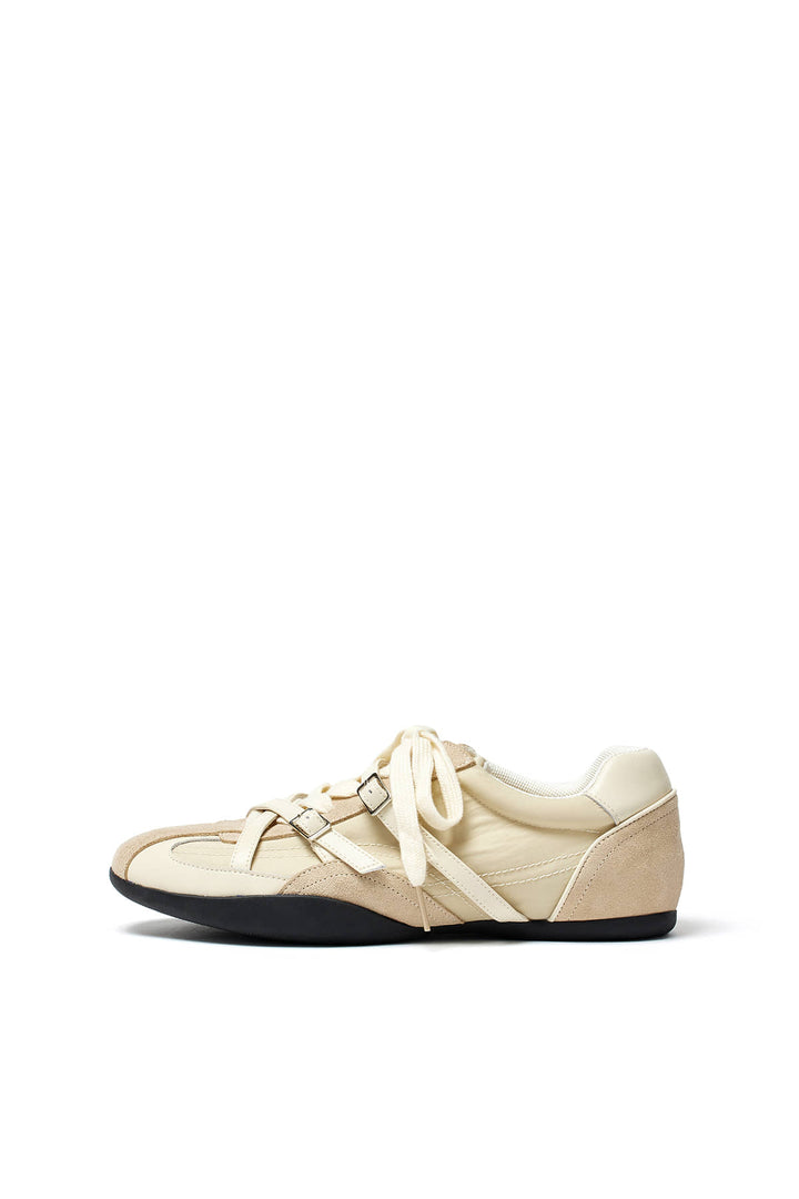 Matin Kim Cross Strap Suede Block Sneaker — Beige