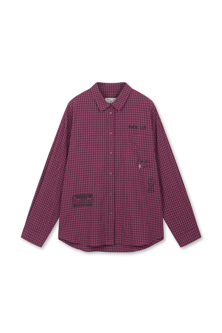 Matin Kim Front Graphic Check Shirt — Pink