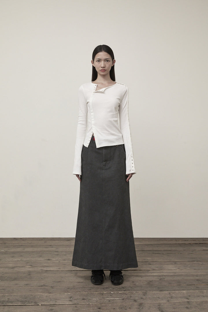 Matin Kim Snap Detail Slim Top — Ivory