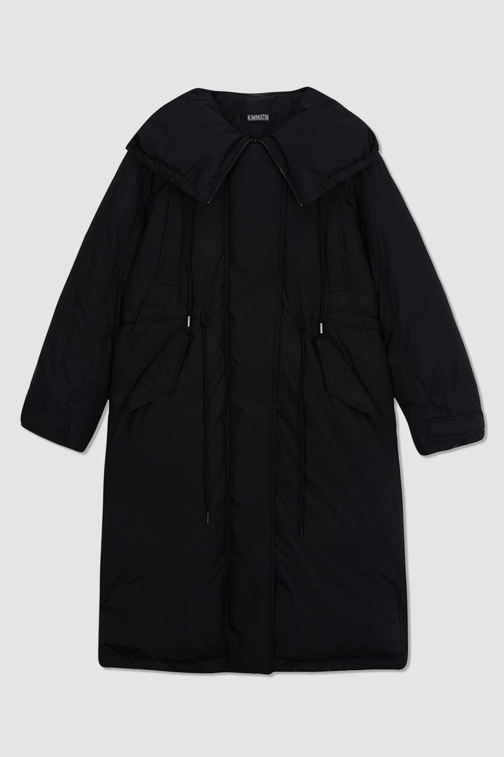 KIMMATIN Draw String Long Down Jumper — Black