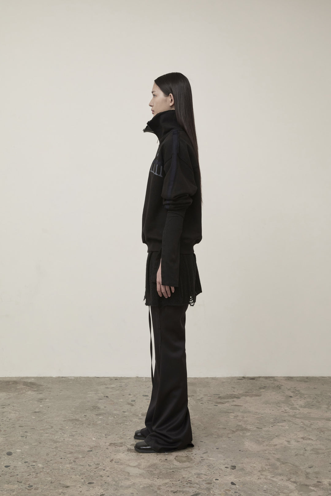 Matin Kim Cut Out Half Zip Sweatshirt — Black