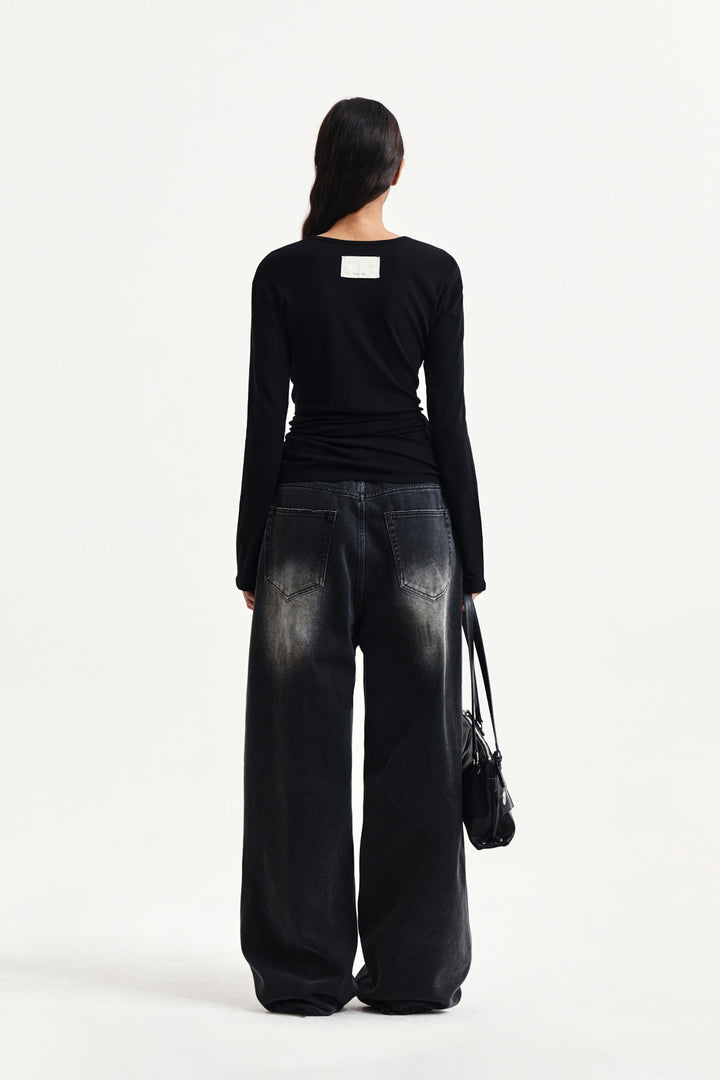 Matin Kim Tied Drapery Top — Black